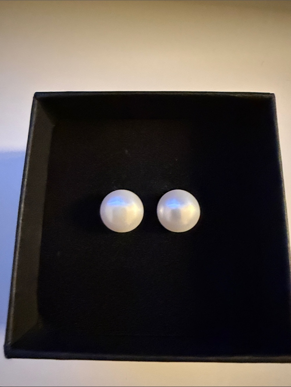 Fresh Water White Button Pearl Stud Earrings